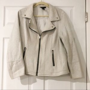 STYLE & CO Heathered oatmeal sweatshirt jacket